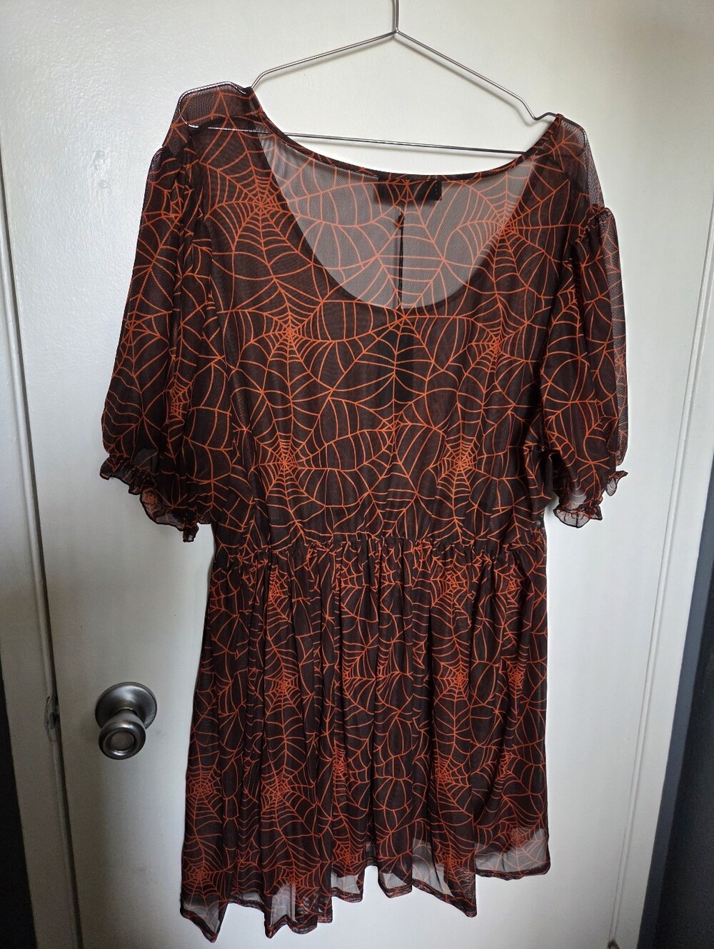 Foxblood Cobweb Mesh Babydoll Dress - Picture 3 of 4